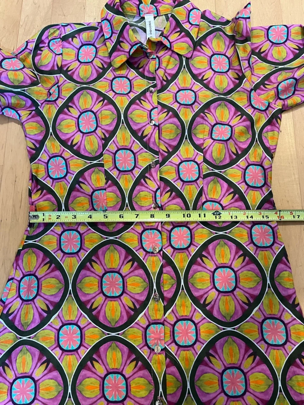 Tensione In Long-Sleeve A-Line Maxi Dress in Vibrant, Psychedelic Floral Print - Picture 7 of 11